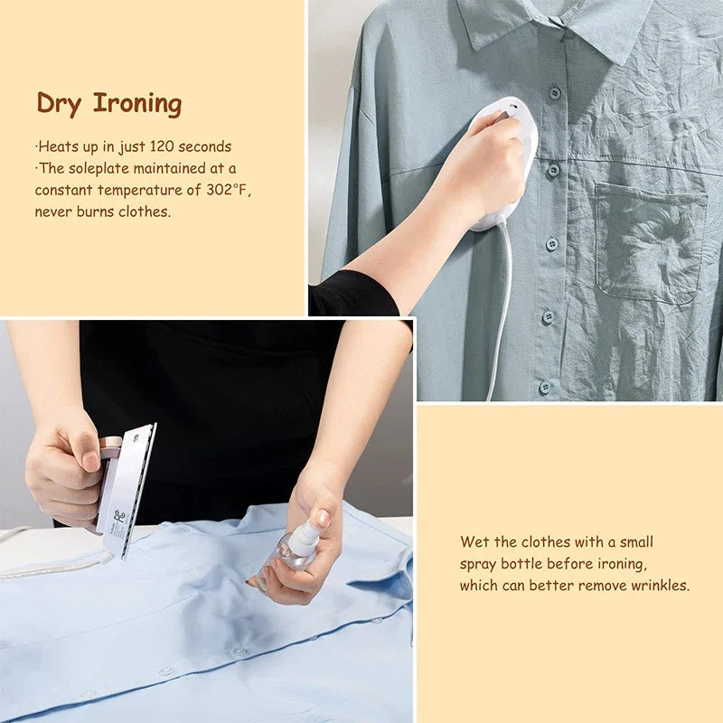 Mini Travel Iron – Dual Voltage 110V/220V – Fast Heat-Up, Portable Dry Iron for Clotheson