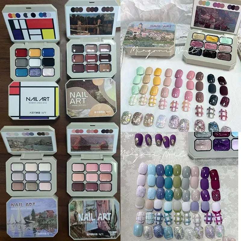 Solid Gel Nail Polish Palette – 9 Colors – Peelable UV/LED Gel Polish for Salon-Quality Nail Artnksgiving Gifts