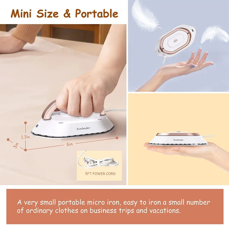 Mini Travel Iron – Dual Voltage 110V/220V – Fast Heat-Up, Portable Dry Iron for Clotheson
