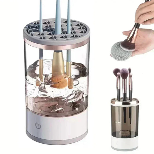 Portable Electric Makeup Brush Cleaner – USB Rechargeable, Fast Cleaning with Brush Collars